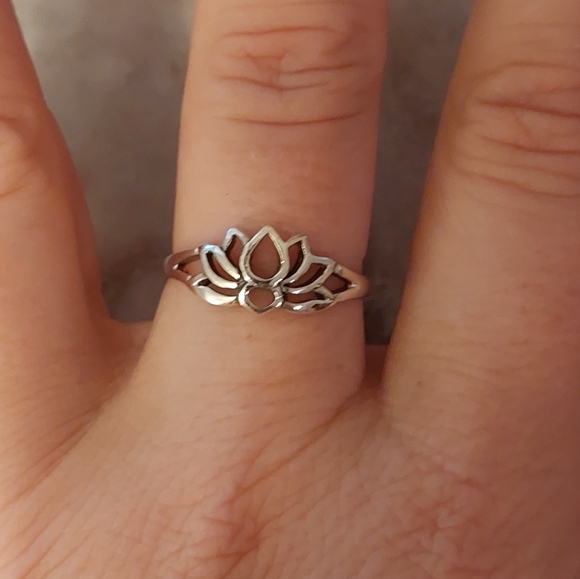 Lotus Flower Sterling Silver Ring - Picture 4 of 4